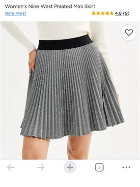 Nine West Black & White Pleated Mini Skirt Women’s Large
